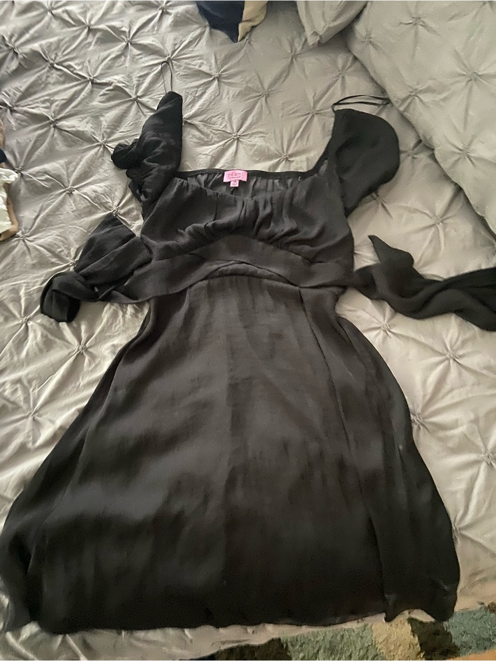Francesca's Collections Black Puff Sleeve Mini Dress